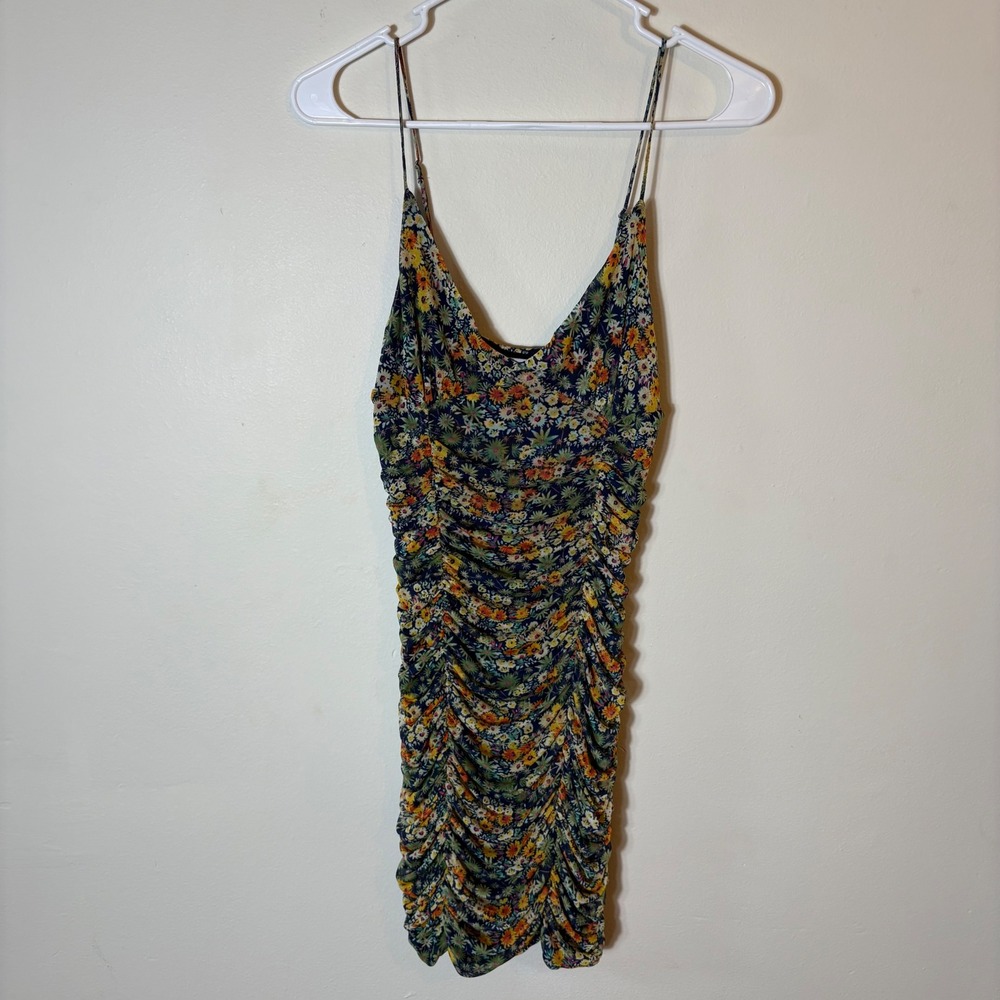 Urban Outfitters Floral Print Ruched Mini‎ Dress Sleeveless Sundress Size 
Small